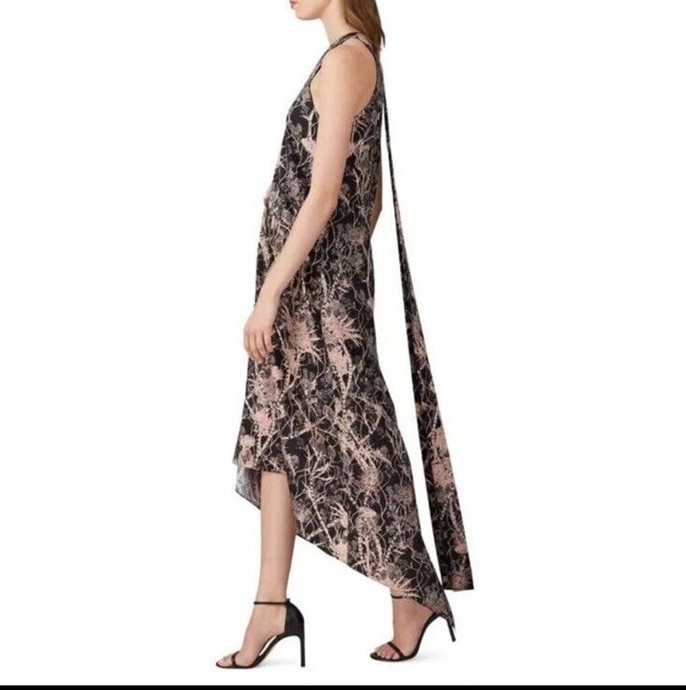 Cedric Charlier Dress Womens 8 Abstract High Low Tie Cocktail Party Maxi ITALY